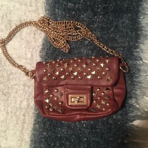 Maroon studded crossbody purse